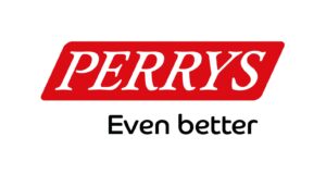 Perrys red on white black Strapline-min